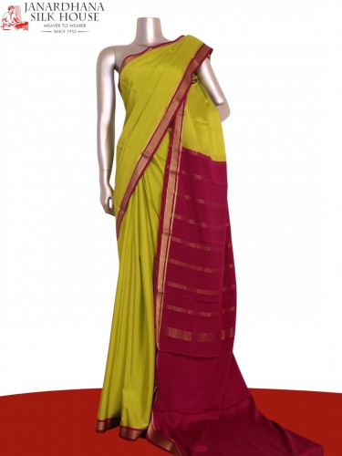 Pure Contrast Mysore Crepe Silk Saree